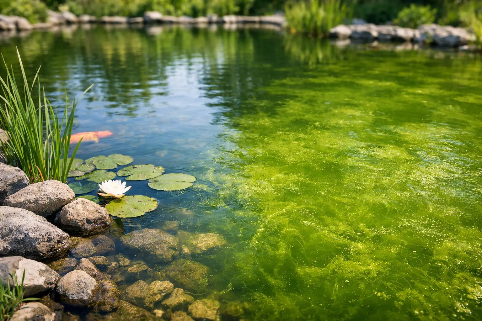 Warum wird Teichwasser grün? Ursachen und Lösungen