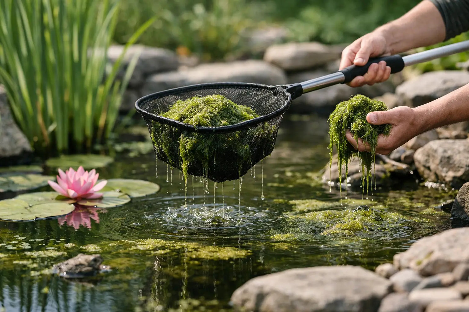 Fadenalgen im Teich natürlich richtig bekämpfen