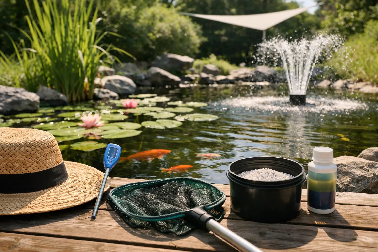 Teich vor Sommerhitze schützen und gesund halten