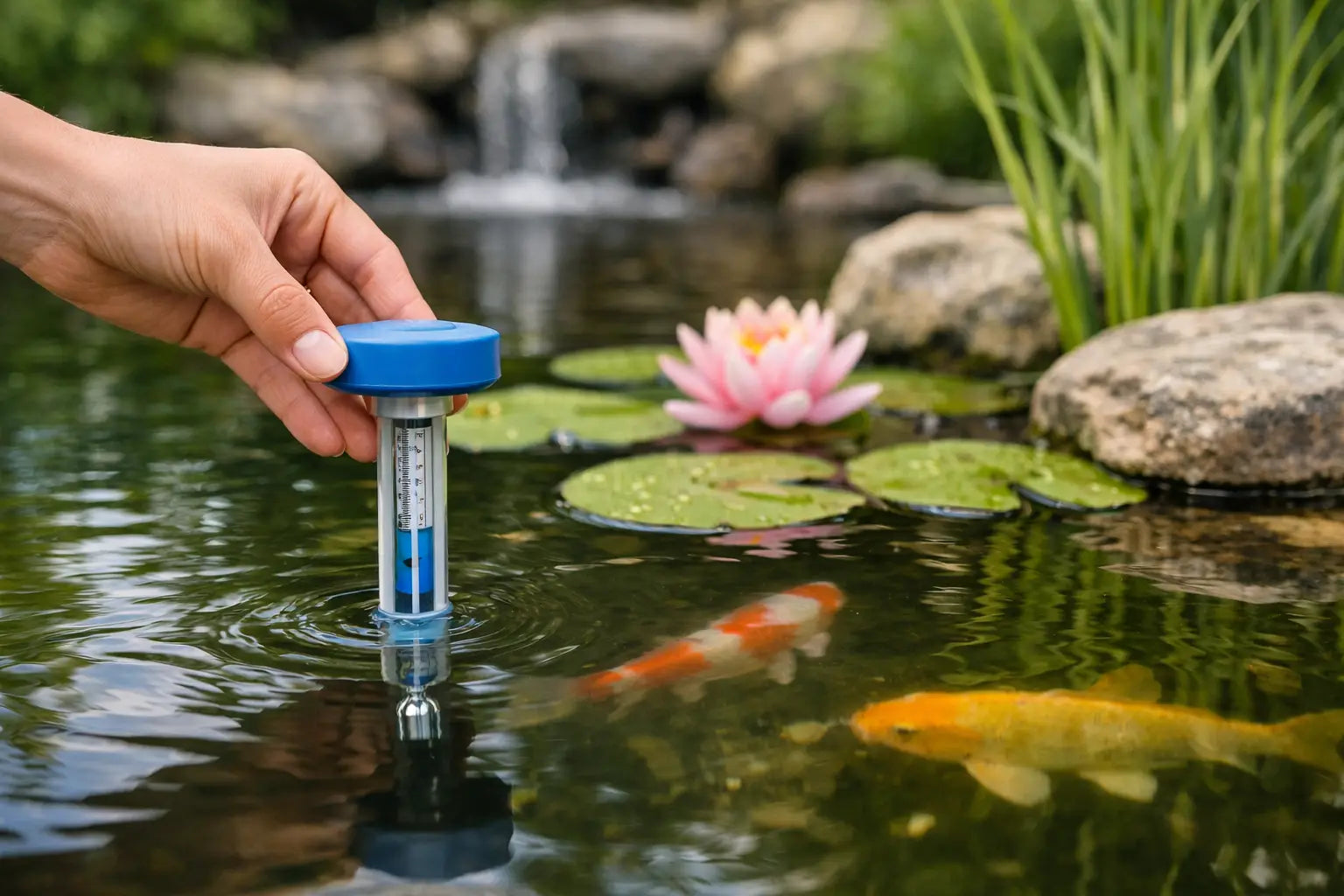 Teichthermometer richtig im Wasser platzieren